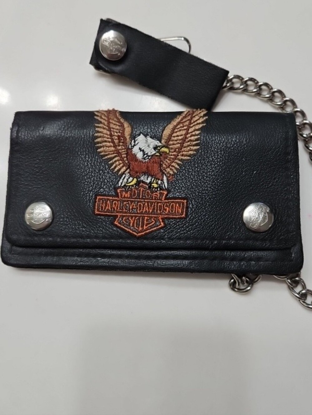 Vintage Harley Davidson Leather Wallet Wih Chain